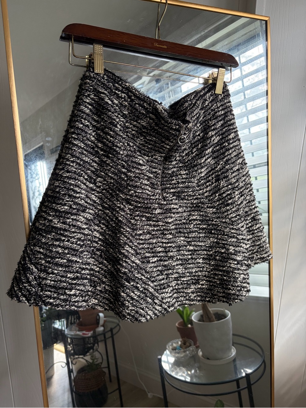 Forever 21 Black and White Bouclé Skater Skirt